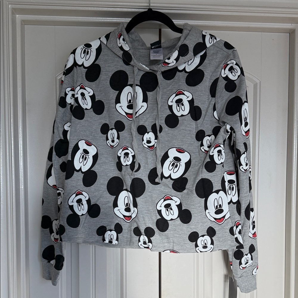 Disney Gray Mickey Mouse Patterned Hoodie